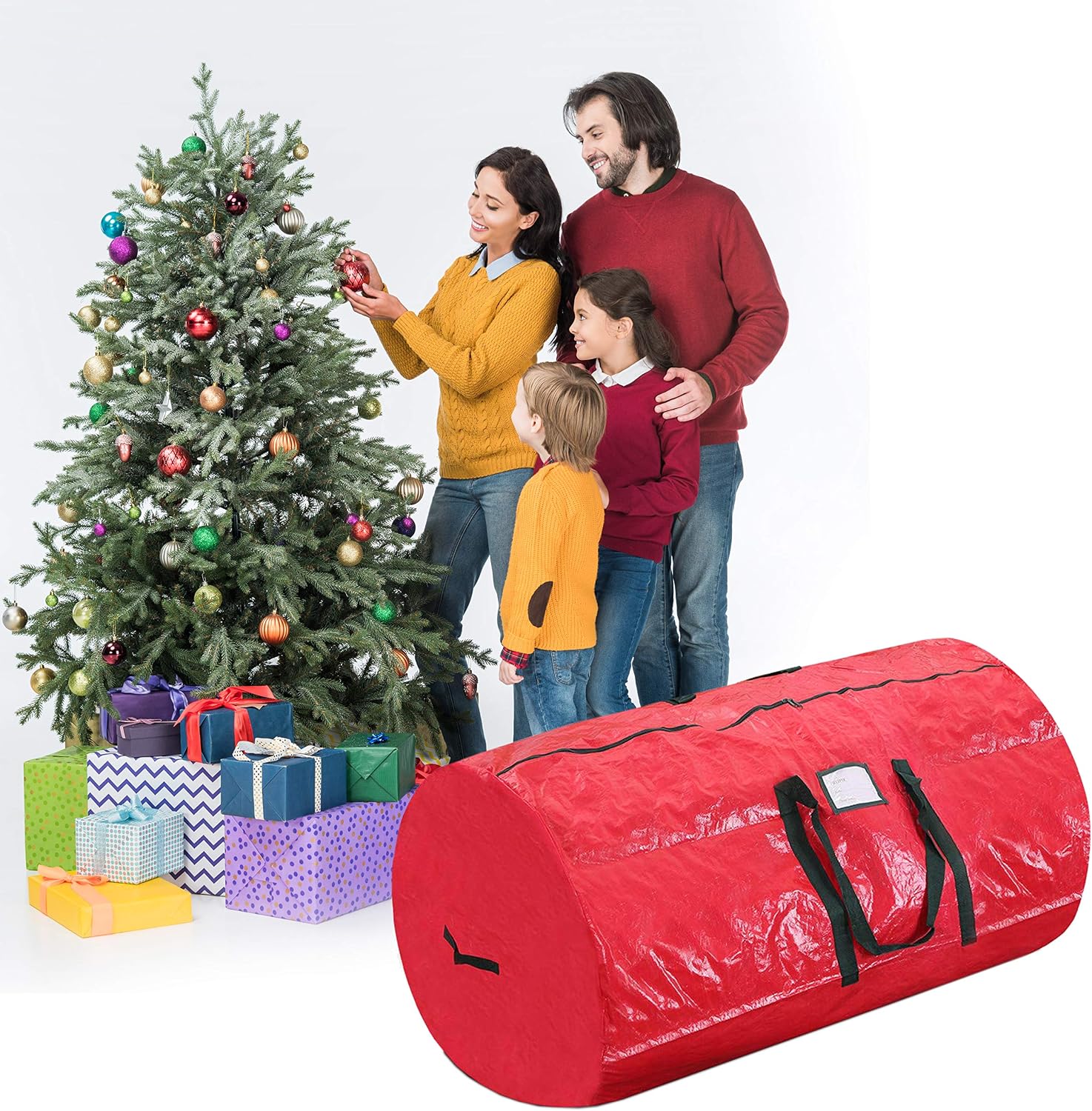 Christmas Tree Storage Bag | Fits Up to 7' Tall Disassembled Holiday Tree | 52” X 30” X 30” Artificial Tree Container