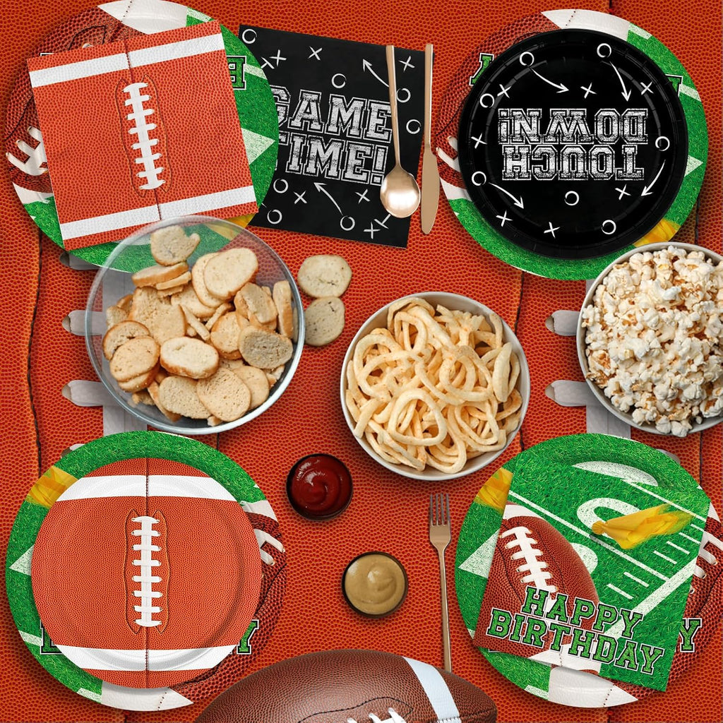 Football Birthday Party Decorations Kit for 24: Football Party Supplies Set with Plates, Dessert Plates, Napkins