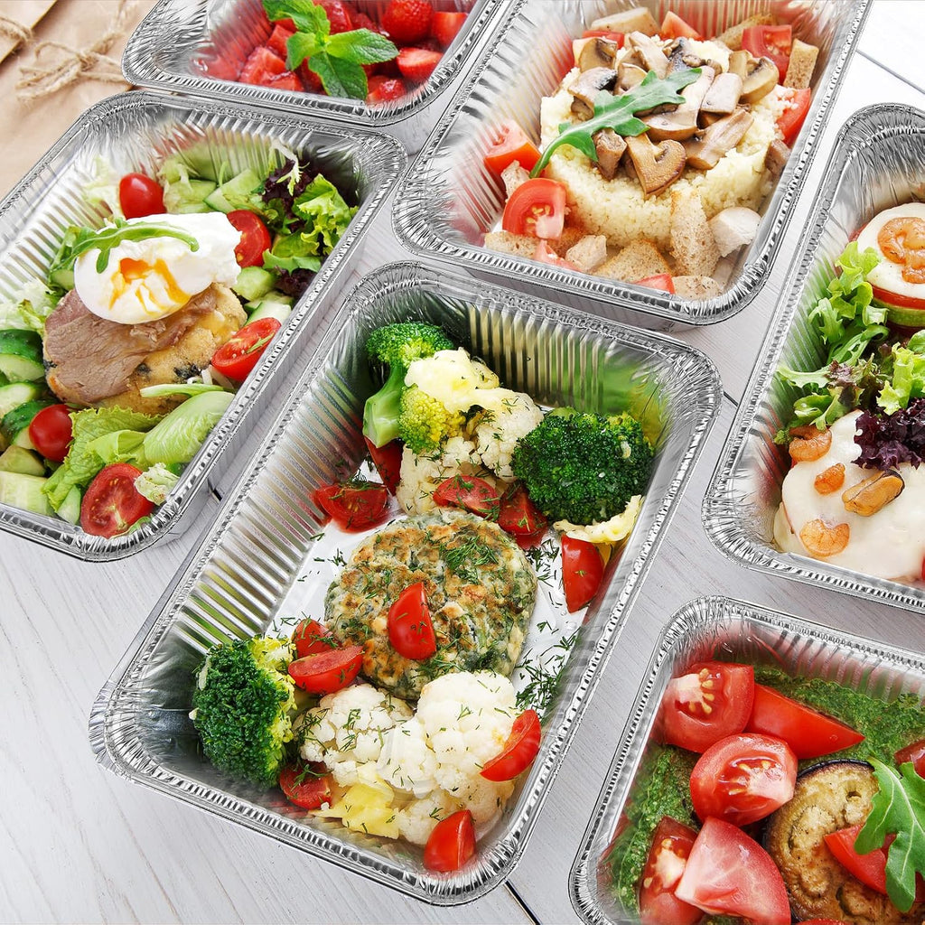 9x13 Aluminum Foil Pans, 40-Pack Half Size Disposable Aluminum Foil Trays, Shallow Steam Table Pans for Cooking