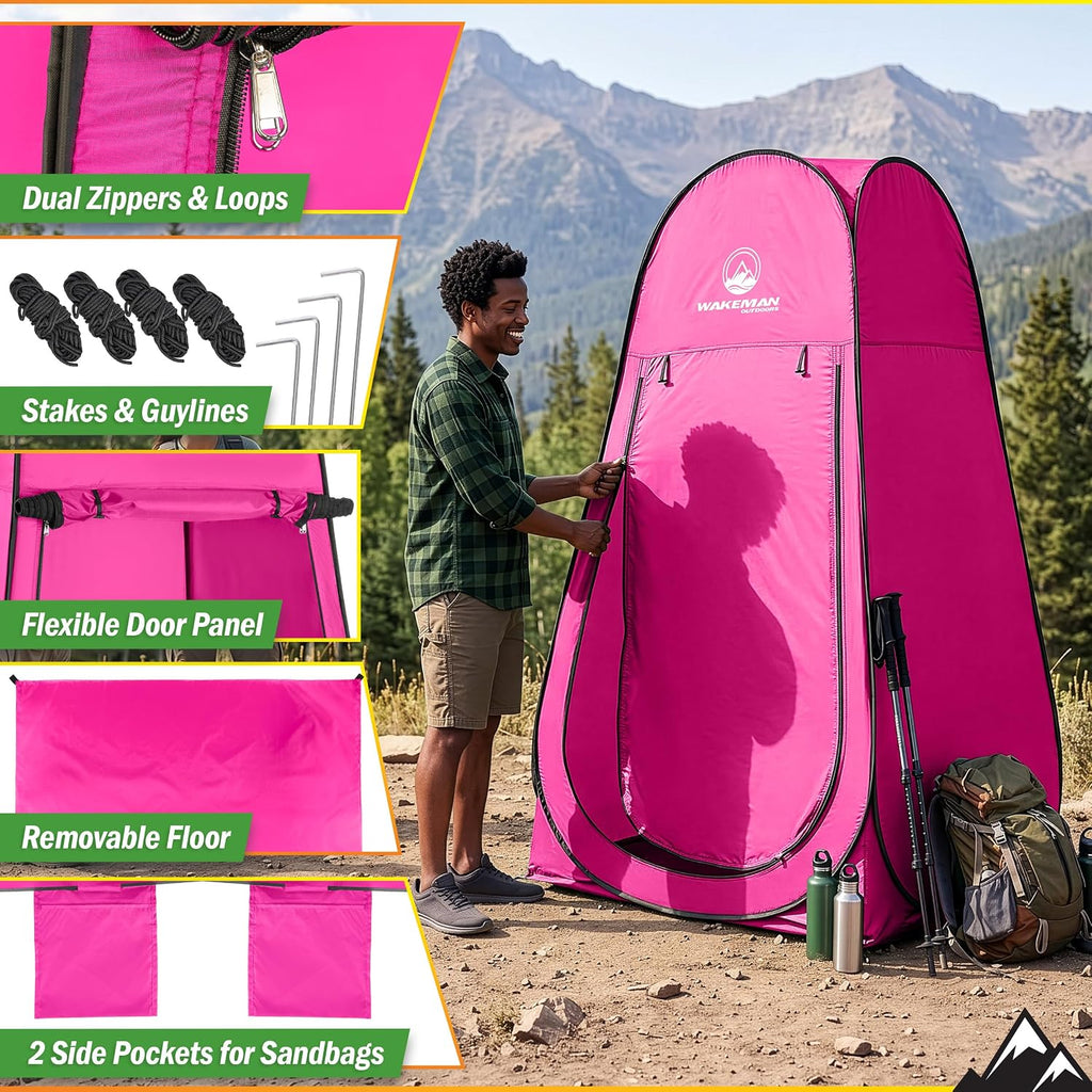 Pop Up Changing Tent, 3.3 x 3.3 x 6.2ft, Camping Shower Tent for Portable Toilet Stall or Dressing Room with Carry