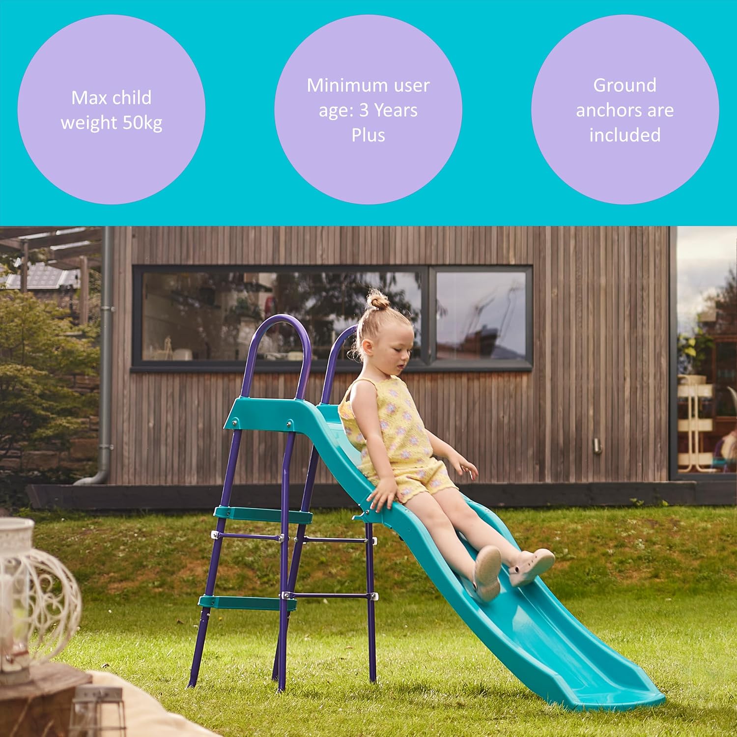 27613 Outdoor Slide for Children, Purple, 186 x 80 x 120 cm