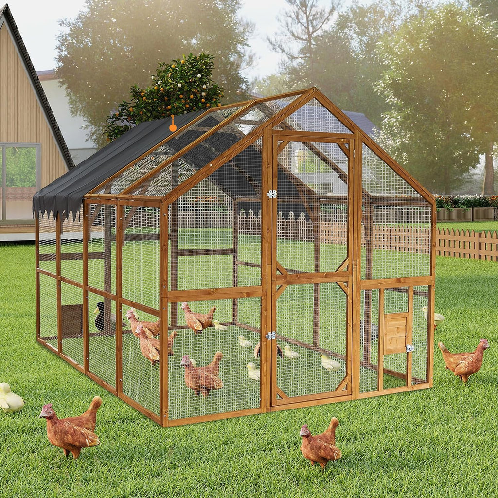 110" Large Walk-in Chicken Coop Enclosure with Waterproof Roof- Spacious Outdoor Yard, Pet Cage Playpen Farm Poultry