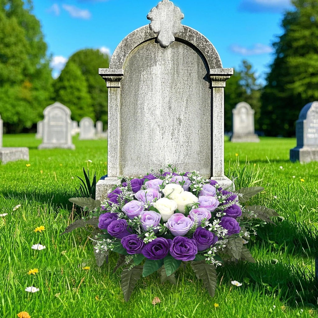 Artificial Cemetery Flowers,Silk Memorial Cake for Cemetery,Artificial Flower Centrepieces for Tables,Artificial Rose