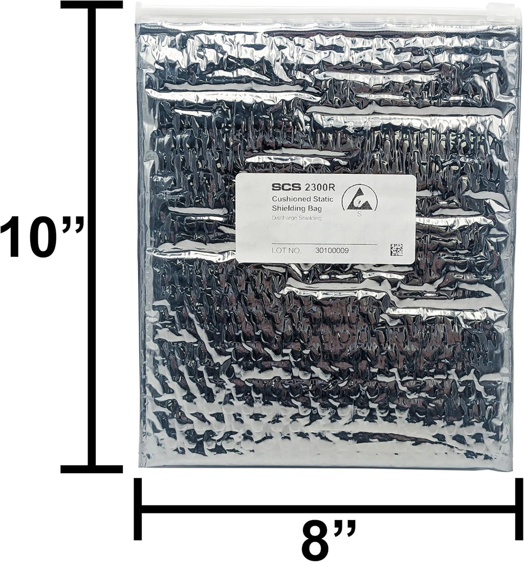 10 Pack 8" x 10" Cushioned Static Shielding Bags - Resealable Lightweight ESD Protective Anti-Static Packaging, Made