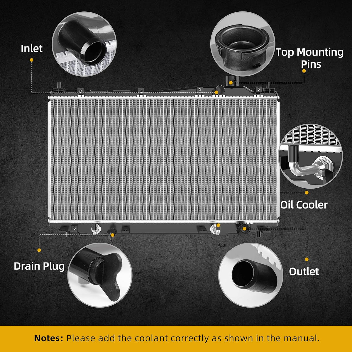 DWVO Aluminum Radiator Compatible with Civic 1.7L 2001-2005, CU2354