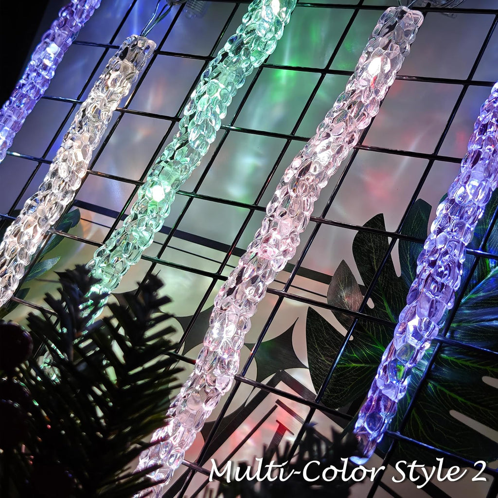 21.7 FT Icicle Lights, 60 LED Twinkle Icicle String Lights with 12Tube | Multicolour Christmas Light with 11 Modes