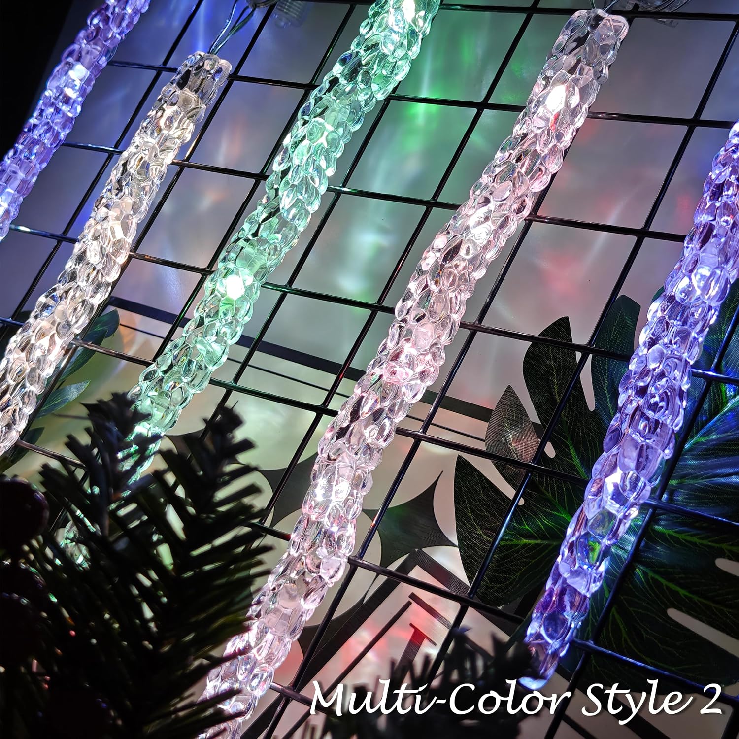 21.7 FT Icicle Lights, 60 LED Twinkle Icicle String Lights with 12Tube | Multicolour Christmas Light with 11 Modes