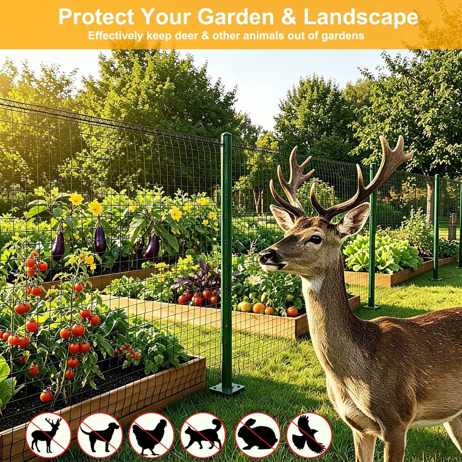 Deer Fence Netting, 55gsm Plastic Temporary Mesh Fencing, 7x50ft
