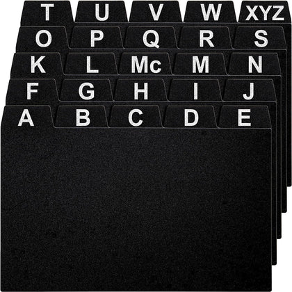 Alphabetical Index Card Dividers 4x6, 25 Index Card Box Dividers with Tabs | Sturdy Plastic Recipe Box Dividers 4x6