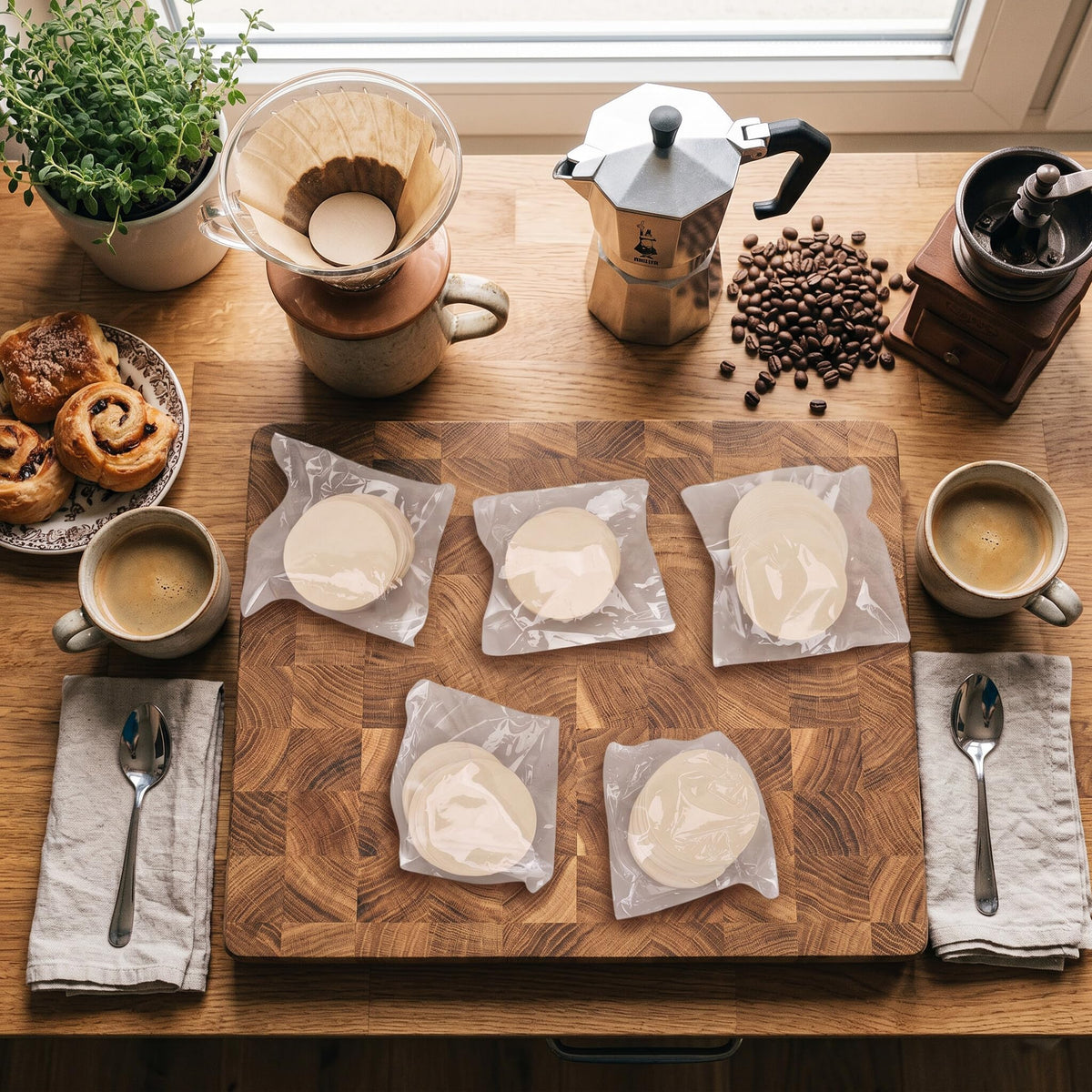 Unbleached Coffee Filter Papers for Home Office Brewing, 500PCS
