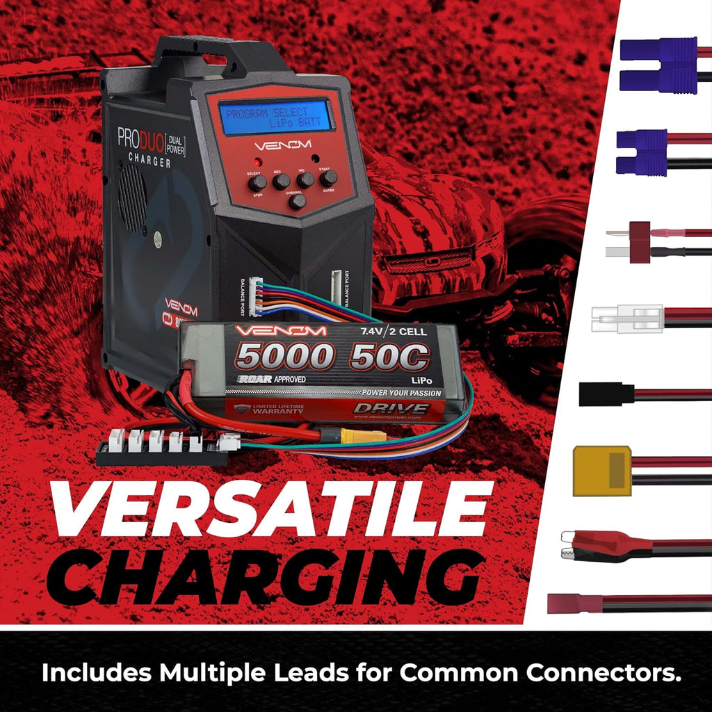 Pro Duo LiPo Battery Charger - LCD Screen, Charging Leads - Balance Charger & Discharger for LiPo, LiHV, Li-Ion