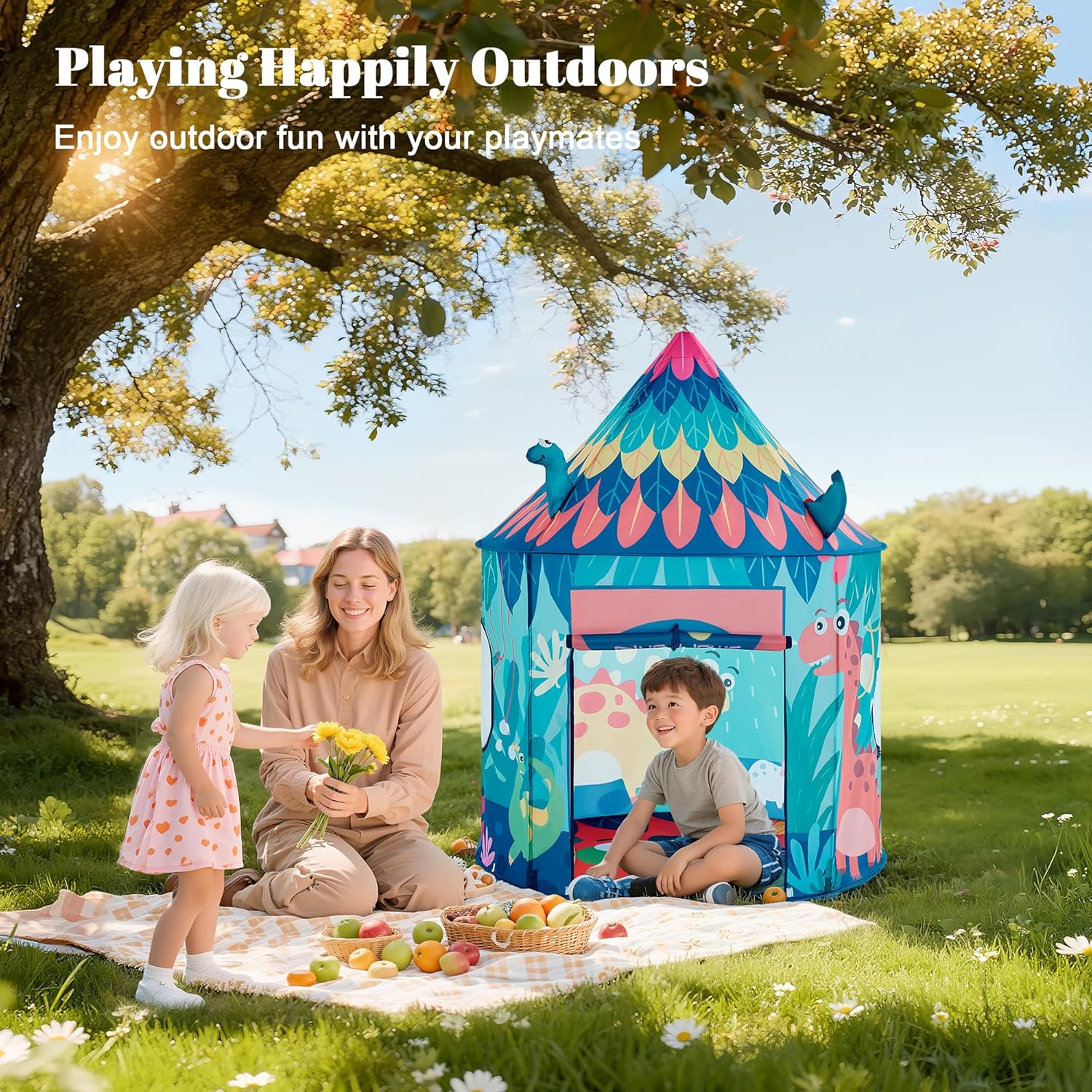 Dinosaur Kids Play Tent, Foldable Pop Up Tent Kids, Castle Kid Tent Indoor Outdoor Fun & Imagination, Toddler Tents