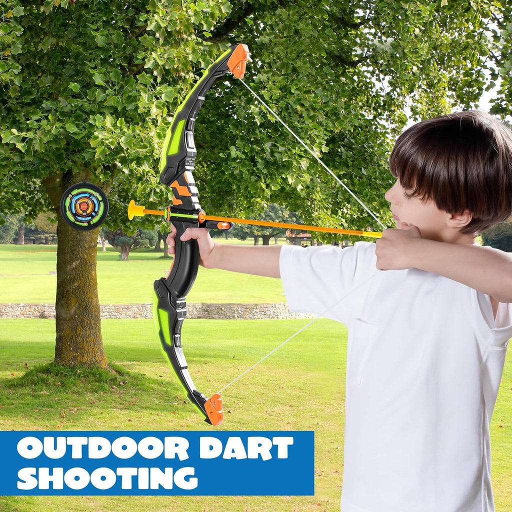 Kids Bow and Arrow Set with LED Flash Lights, Outdoor Archery Set Toy Gift for Boys and Girls Ages 6-12 with Suction