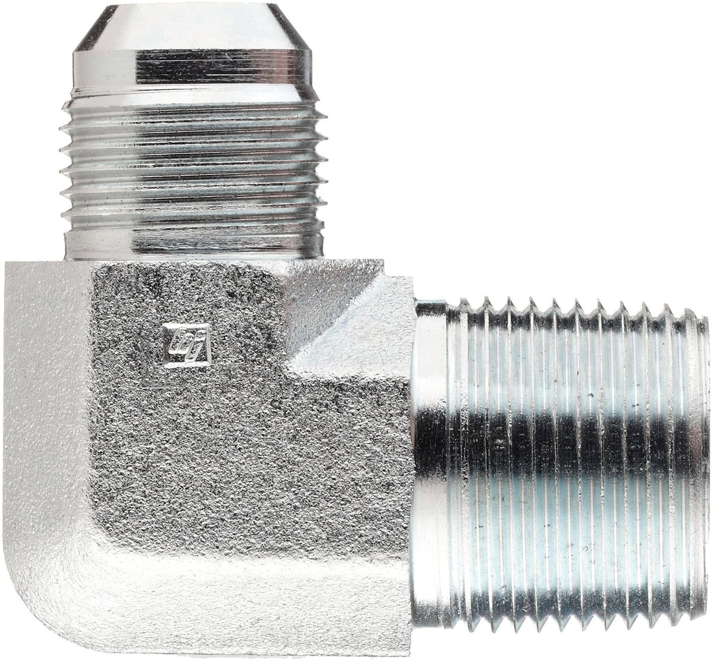 Brennan 2501-06-04-FG Forged Steel JIC Flared Tube Fitting, 90 Degree Elbow Forgeded, 3/8" Tube OD JIC Male x 1/4-18 NPTF Male