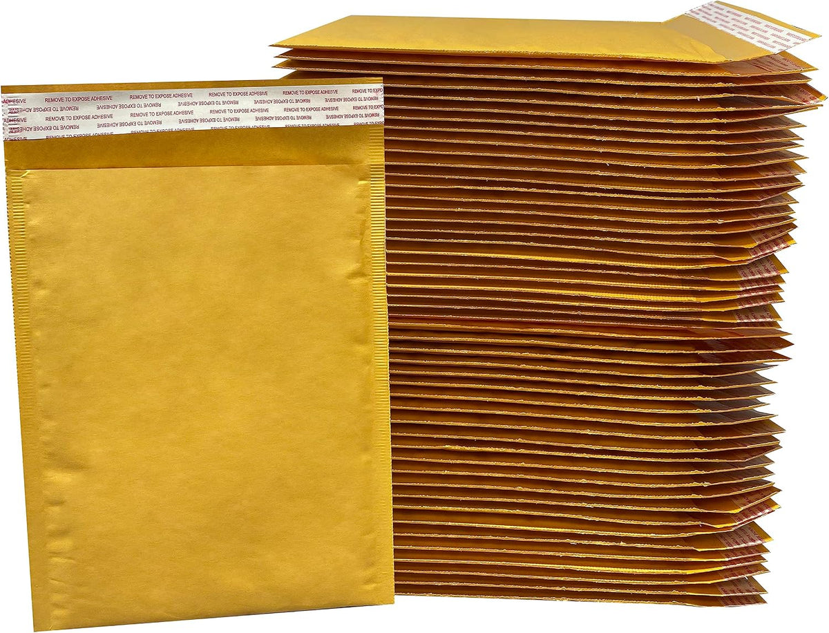 Kraft Bubble Mailers, #2-8.5" x 12", 50 Pack