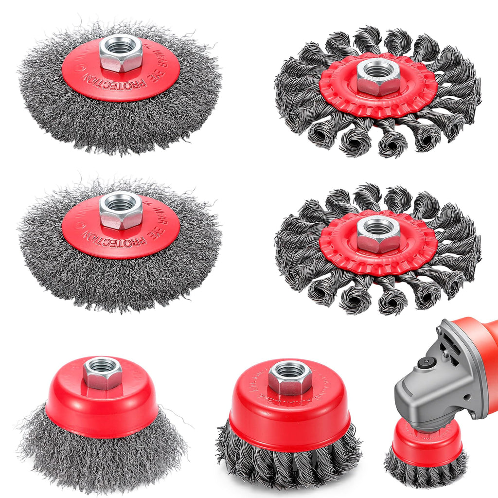 6 Pack Angle Grinder Wire Wheel, Wire Wheel Brush for 4-1/2" Angle Grinder