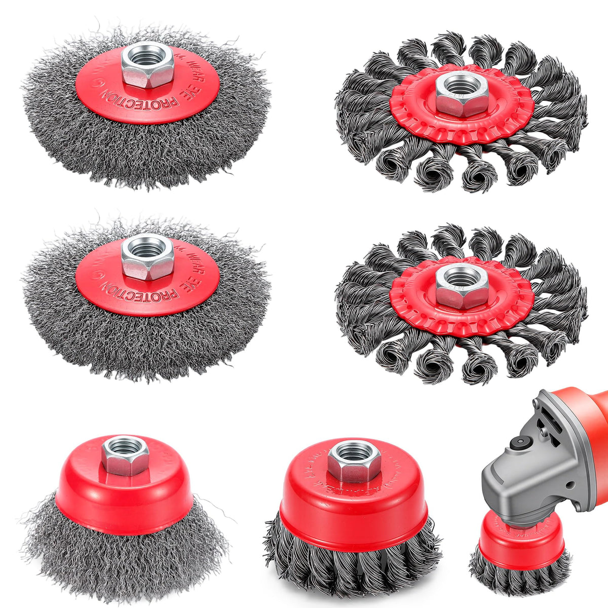 6 Pack Angle Grinder Wire Wheel, Wire Wheel Brush for 4-1/2" Angle Grinder