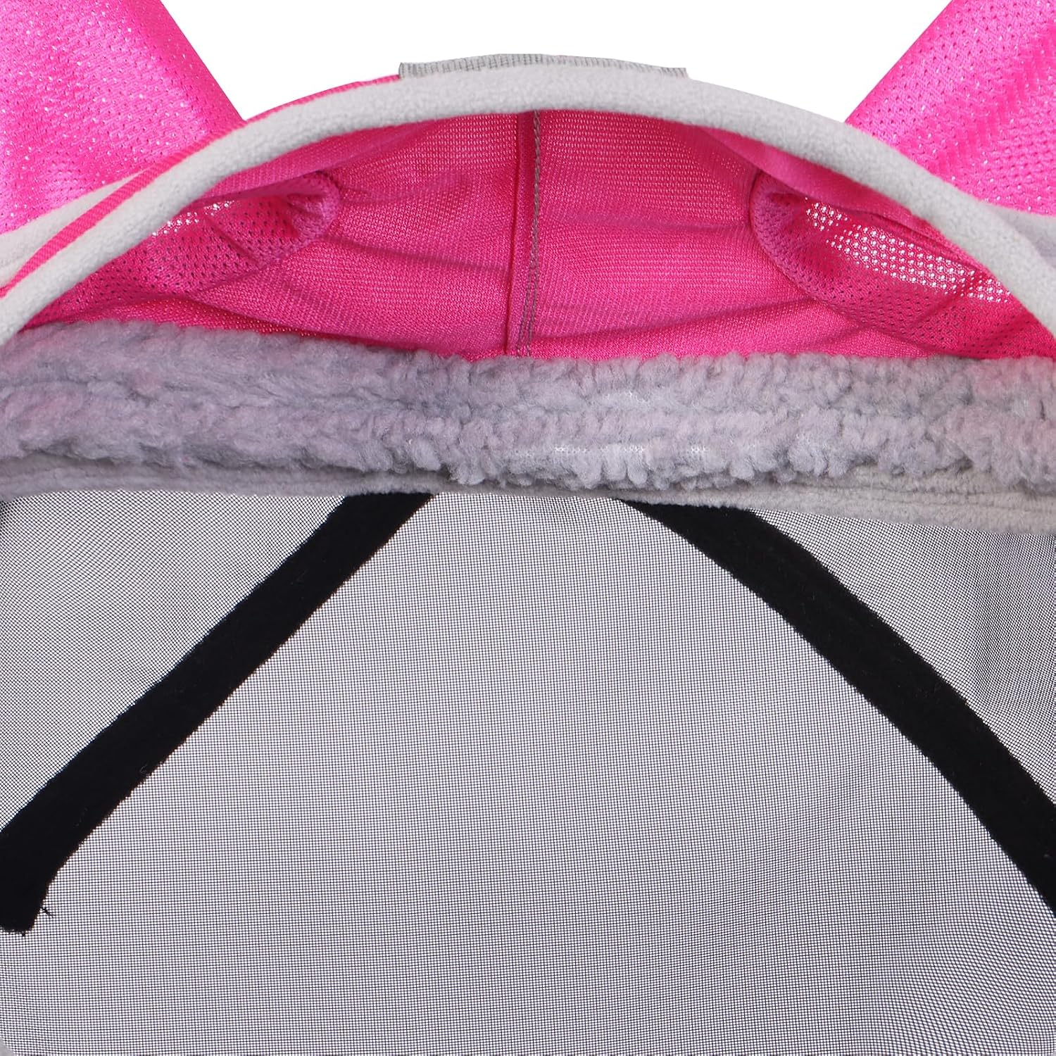 CareMaster Pro Luminous Horse Fly Mask Large Eye Space Long Nose with Ears UV Protection for Horse Flamingo (M; Cob)