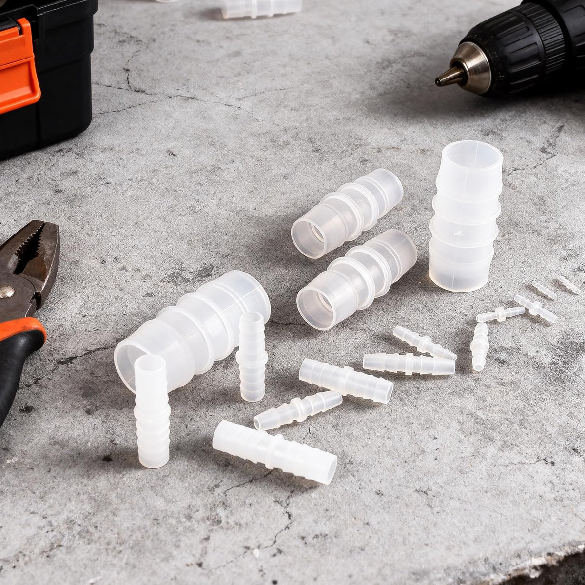 Quickun Plastic Hose Barb Fitting, 3/4" x 3/4" Barbed Splicer Mender Joint Adapter Union Fitting (Pack of 5)