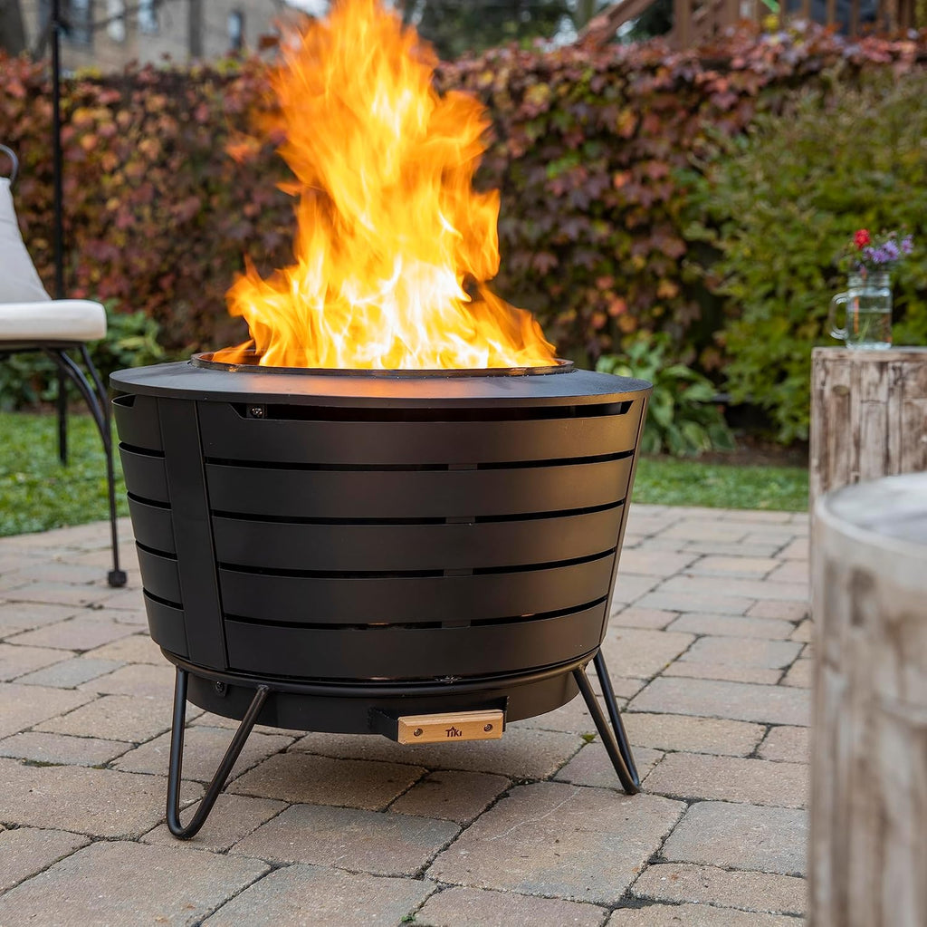 Patio Smokeless Fire Pit, 25 in Wood Burning Fire Pit with Cover