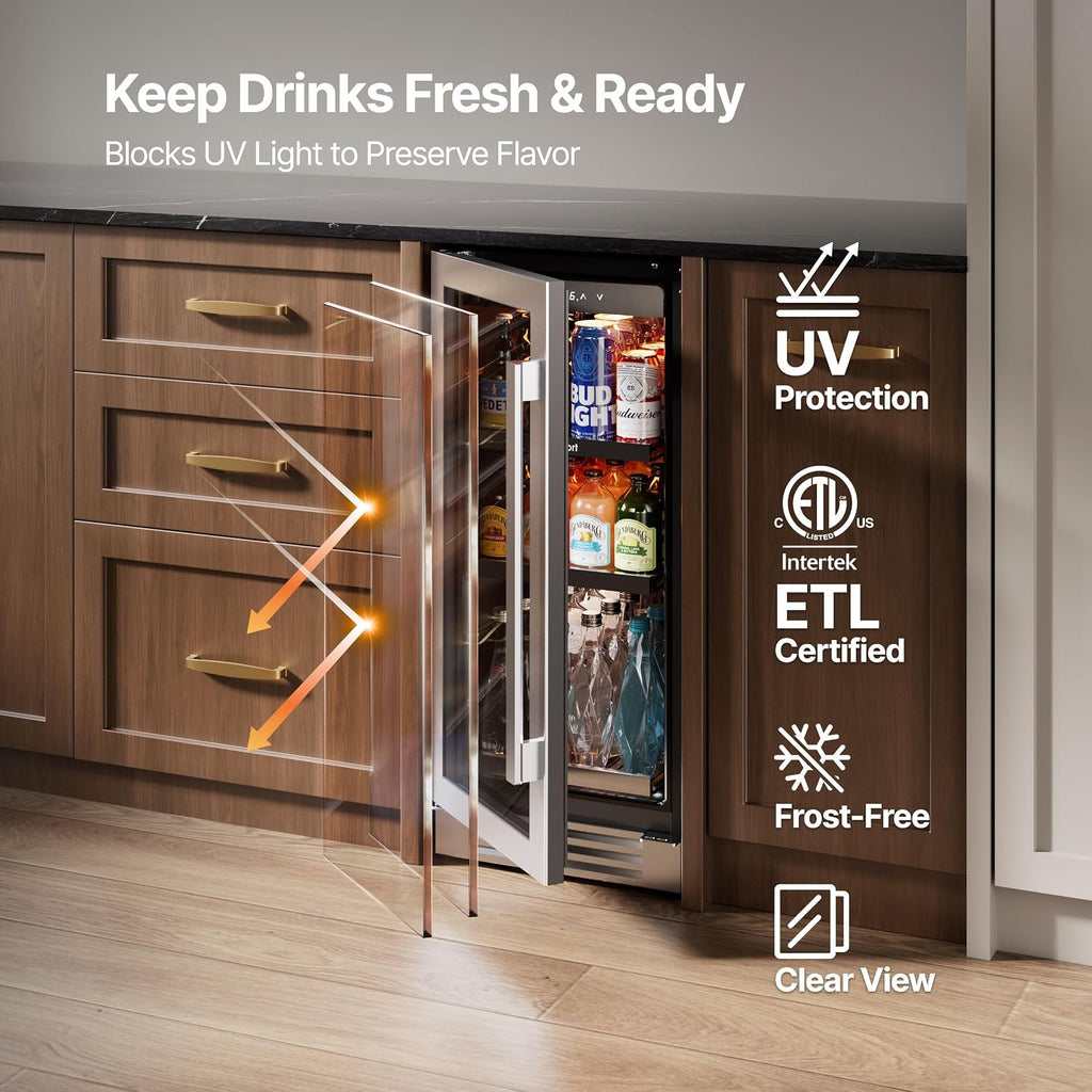 15 Inch Beverage Refrigerator - 100 Cans Beverage Cooler