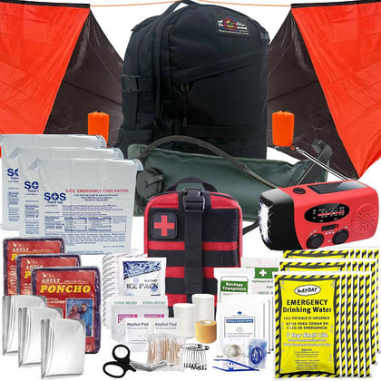 Denver: 3 Person 72 Hour Survival Backpack Kit - 210 Piece Bugout Bag - Upgraded Bug Out Kit w/Complete Tactical Home