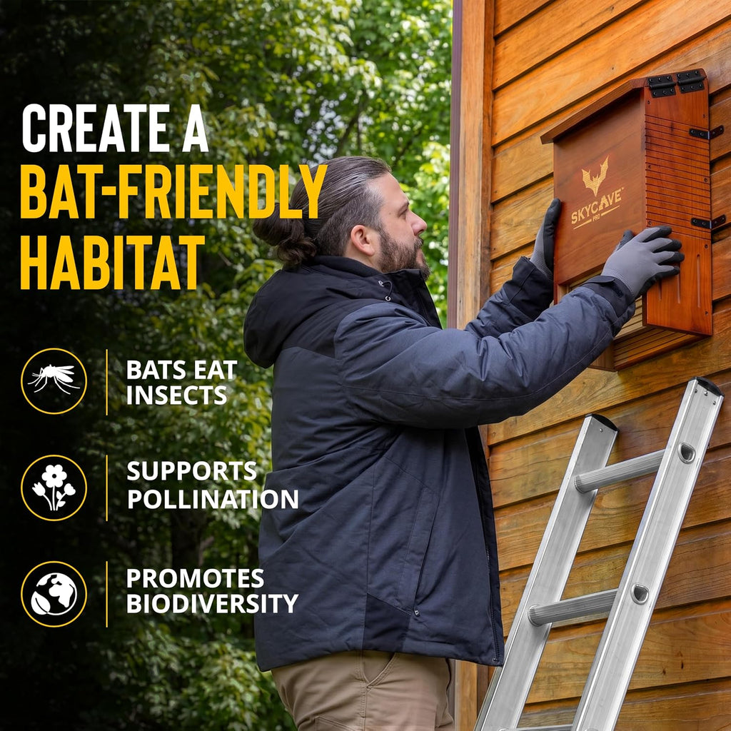 Pro Large 3-Chamber 200+ Capacity Cedar Bat House for Outdoors