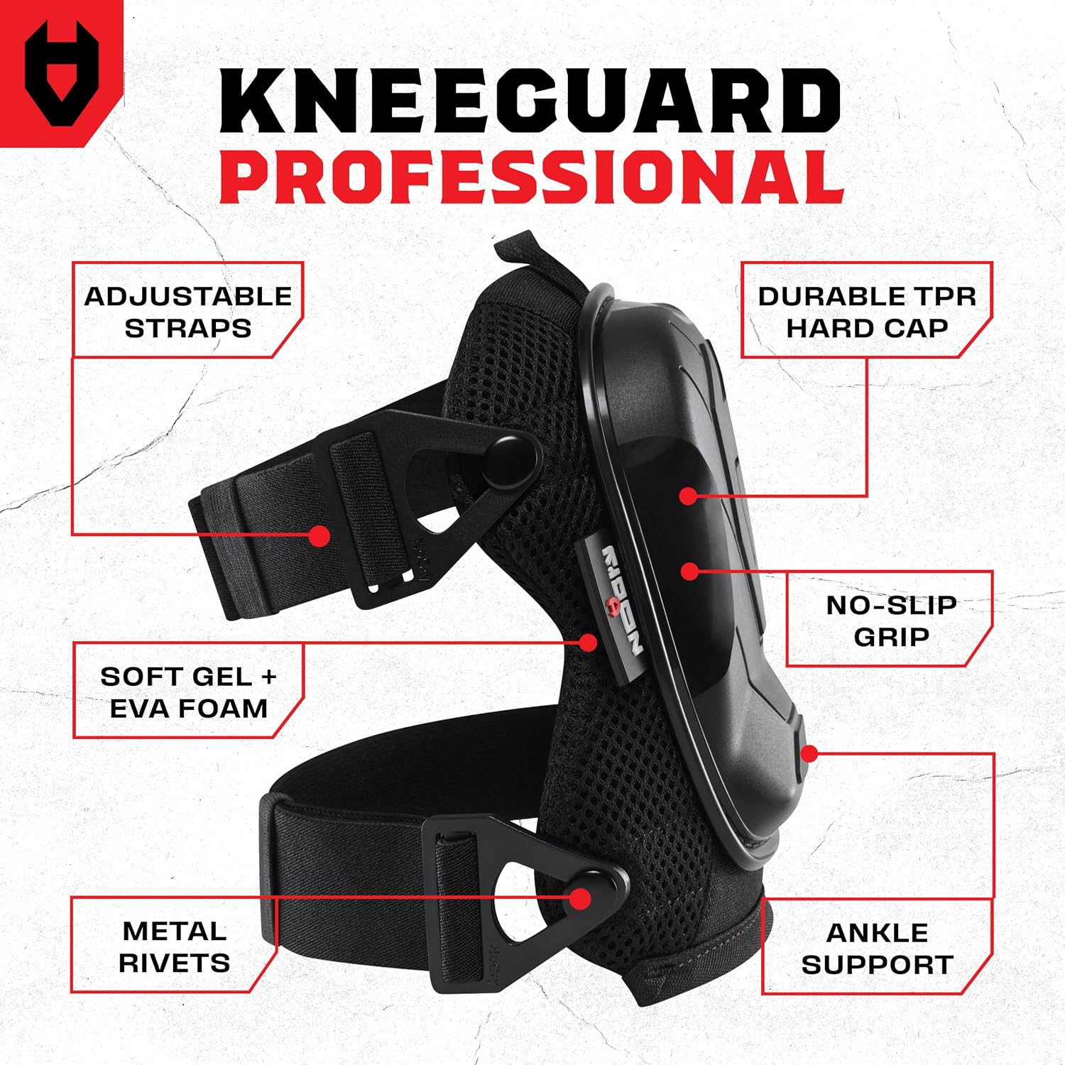 Professional Construction Knee Pads for Men and Women with Non-Slip Heavy Duty Cap and Ankle Support — Thick Foam and