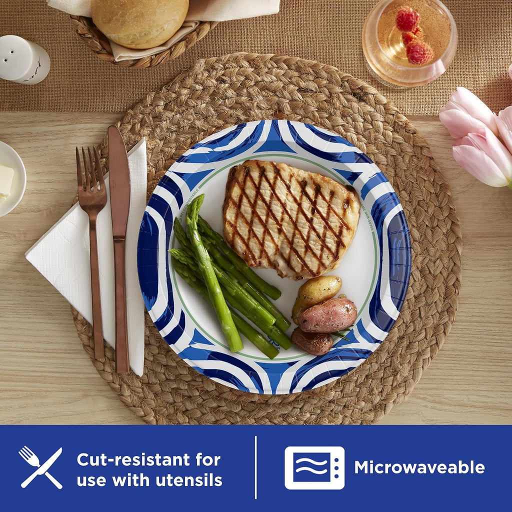 Disposable Plates, 64 Ct, Heavy Duty 10 Inch Paper Plates