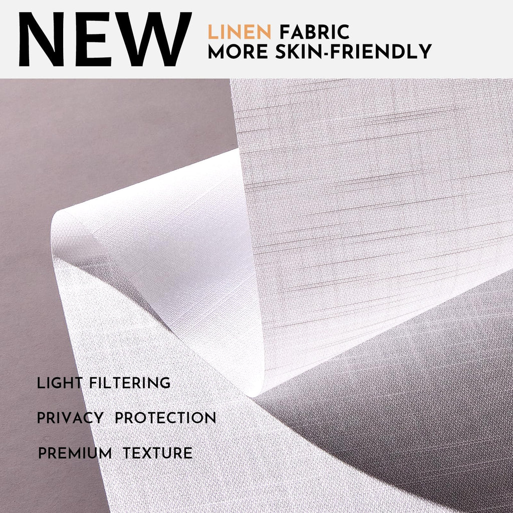 No Drill Light Filtering Roller Shades, White, 24 1/2" W x 72" H