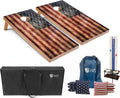 4x2 Regulation Cornhole Boards Flag Set- Includes 8 Bean Bags, Carrying Cases, and Score Keeper - Optional LED Lights