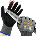 Cut Resistant Gloves ANSI A5, Work Gloves with Sandy Nitrile Grip,Black