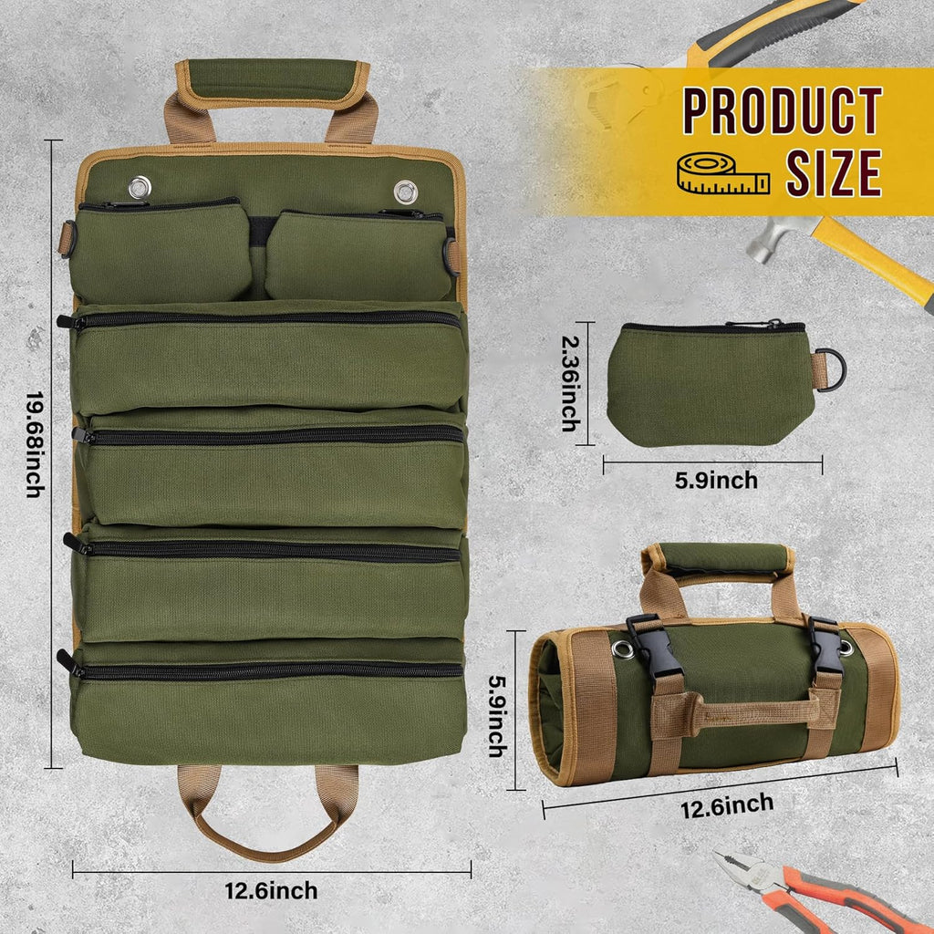 Tool Bag, Tool Bags for Men, Heavy Duty Tool Organizer, Portable Roll Up Tool Bag Gifts For Him, Mechanic