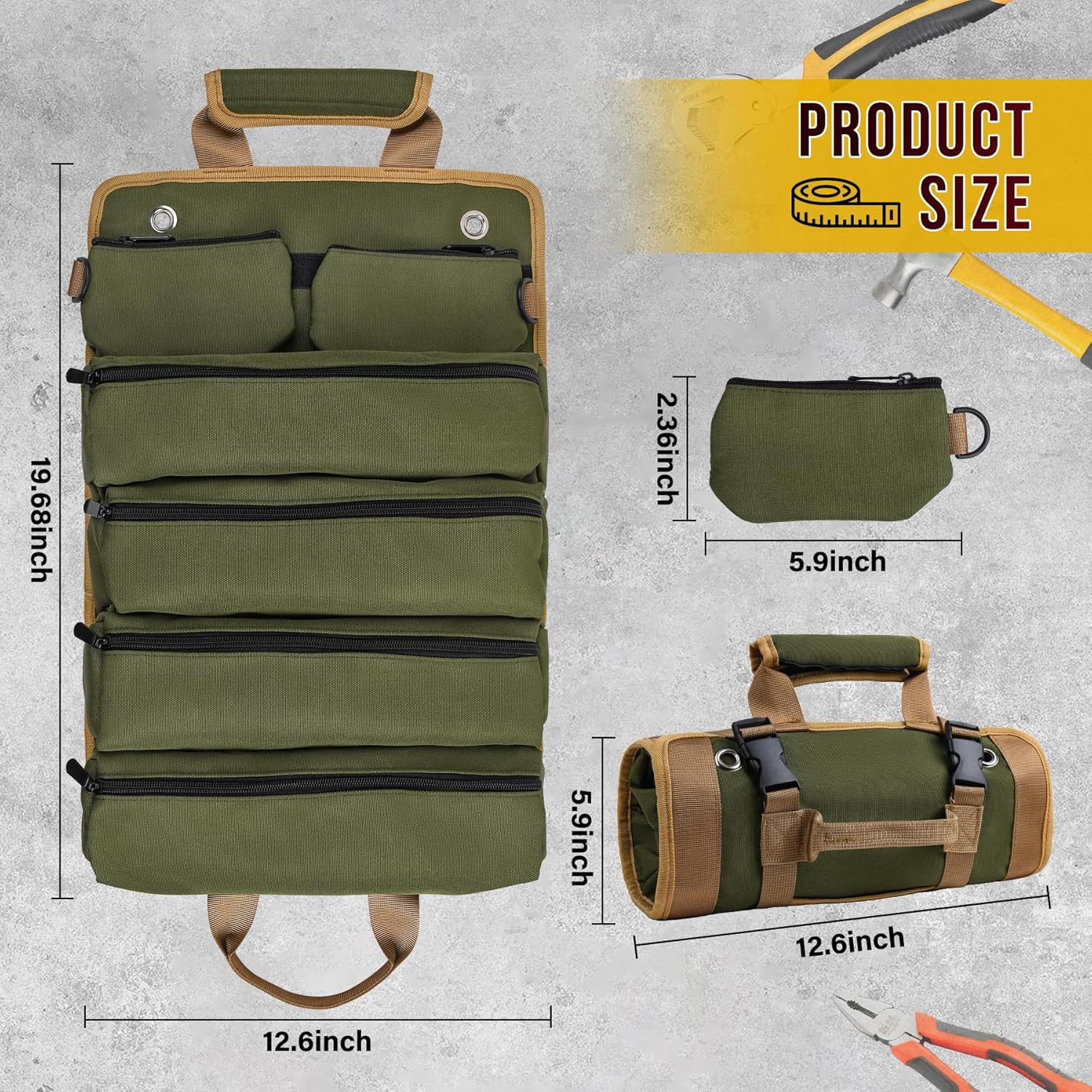 Tool Bag, Tool Bags for Men, Heavy Duty Tool Organizer, Portable Roll Up Tool Bag Gifts For Him, Mechanic