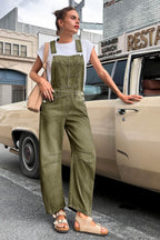Womens Denim Bib Overalls Barrel Leg Adjustable Strap Jean Jumpsuit