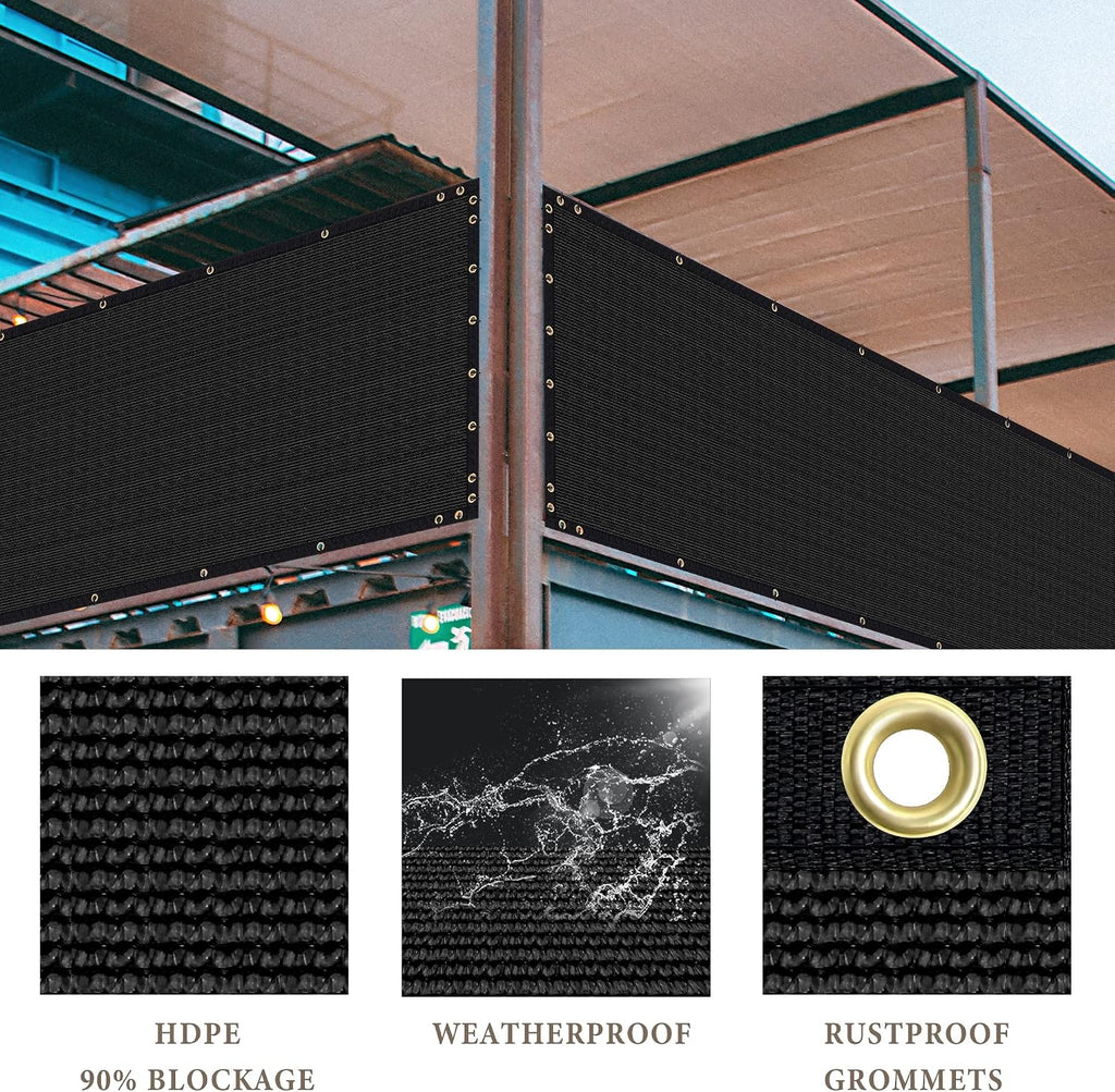 6' x 50' Heavy Duty Privacy Screen Fence (Black)