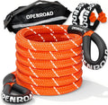 Kinetic Recovery Tow Rope, 36000 Lbs (1in x 30ft Orange with Soft Shackle) Extreme Duty 35% Elasticity Energy Offroad