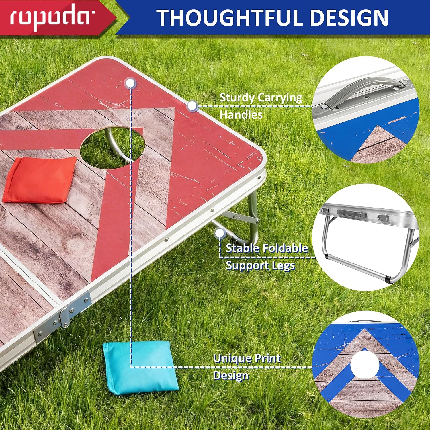 Cornhole Board Set with Score Sheet, 4×2/3×2 FT Regulation Size Corn Hole Games for Adults with Lightweight Aluminum