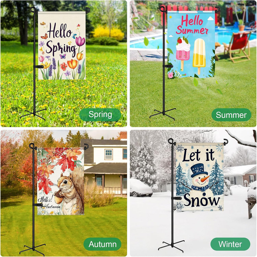 Garden Flag Stand with 5 Prong Base,Stable Design Garden Flag Holder for Outside,Waterproof Coated Yard Flags Pole