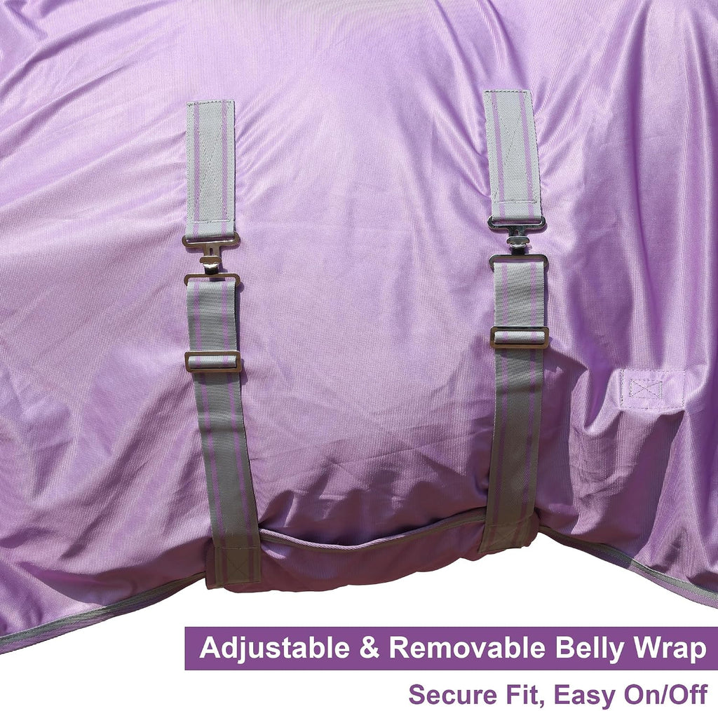 Horse Fly Sheet with Neck Cover & Belly Band Mesh UV Protection