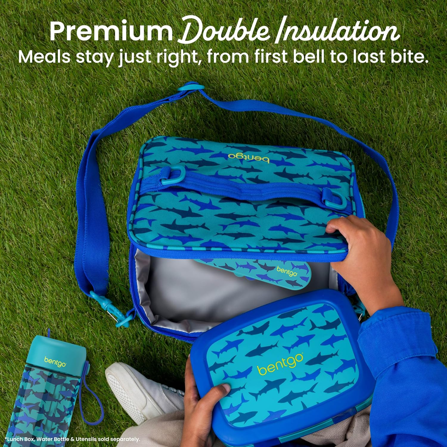 Kids Prints Double-Insulated Reusable Lunch Bag | For Kids 3+, Adjustable Strap; Holds Lunch Box/Water Bottle/Snacks;
