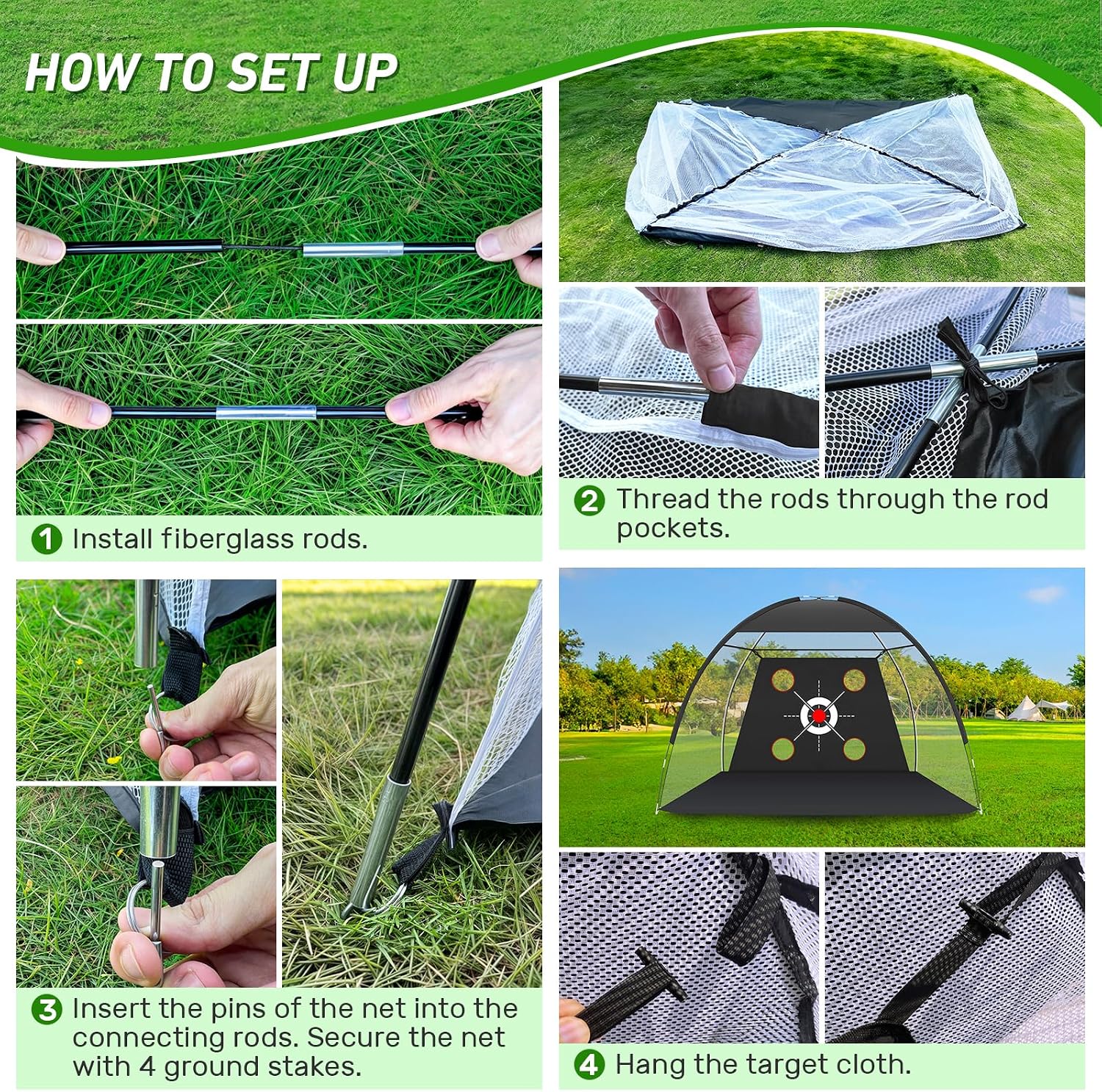 Golf Net, 10x7FT with Golf Practice Mat, Hitting Aid Nets for Backyard Driving Chipping Training Swing with Targets