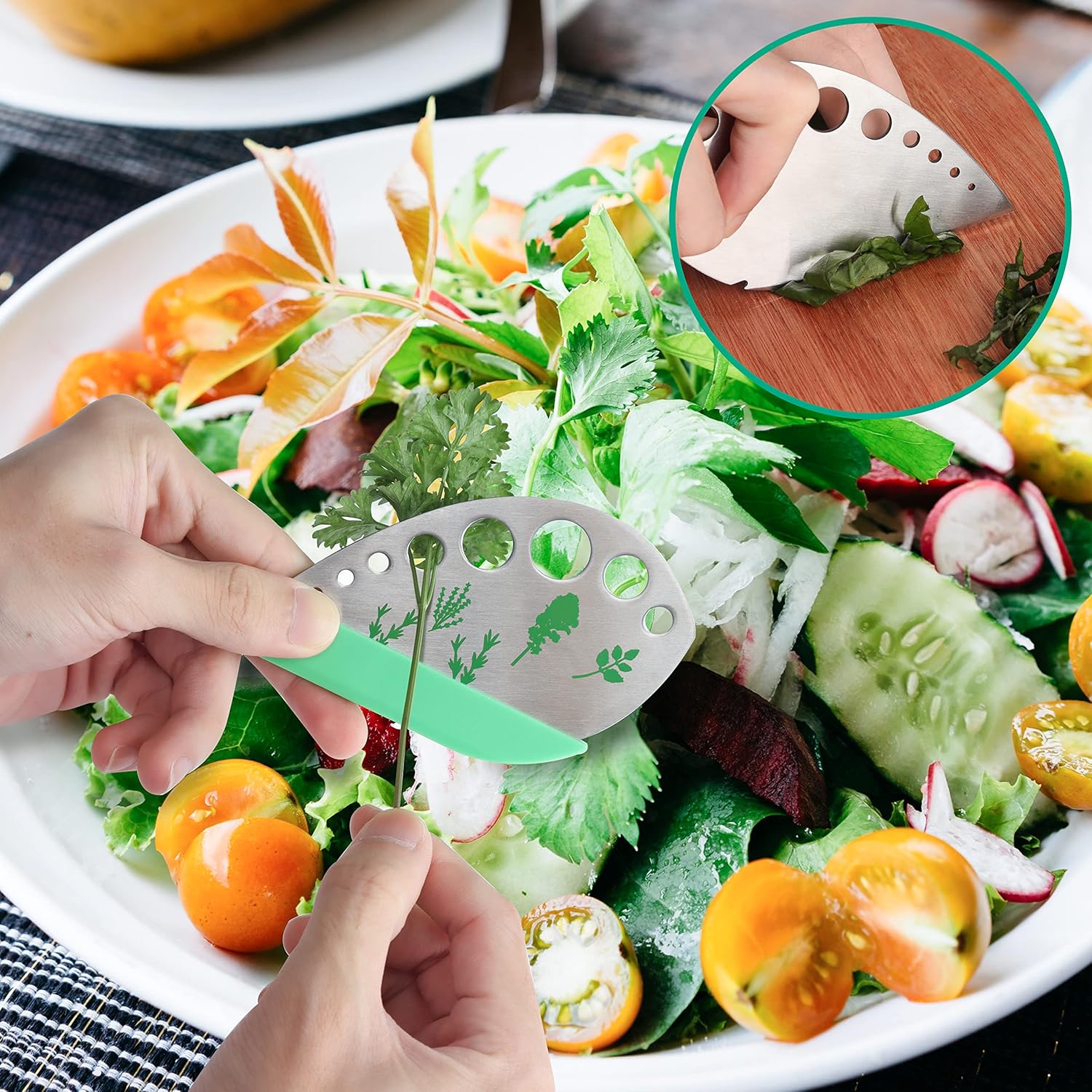 Herb Scissors, Premium Stainless Steel 5 Blade Kitchen Salad Scissors Dishwasher Safe, Sharp and Convenient 5 Blade