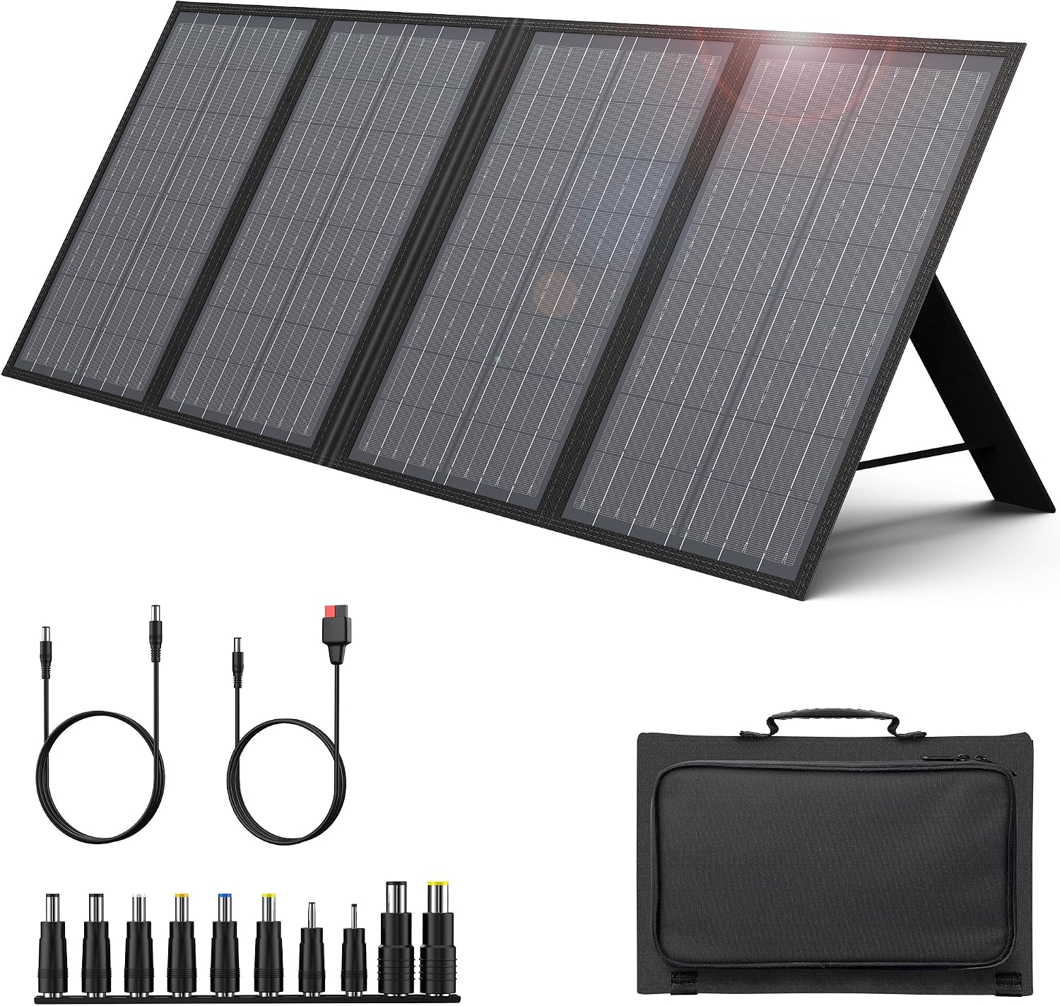 60W Foldable Solar Panel for Power Station, 18V DC & QC3.0 for RV | Compatible with Jackery/Rockpals/Flashfish, 18V