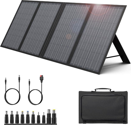 60W Foldable Solar Panel for Power Station, 18V DC & QC3.0 for RV | Compatible with Jackery/Rockpals/Flashfish, 18V