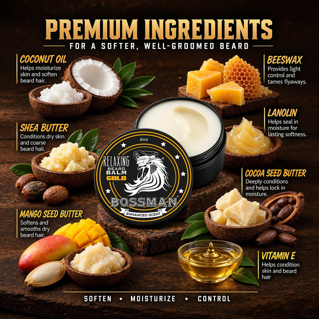 Relaxing Beard Balm for Men (Gold Scent) - Made in Texas