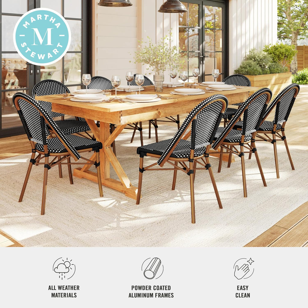 Lily Pond Stackable Bistro Chairs, Black/White, 2-Pack