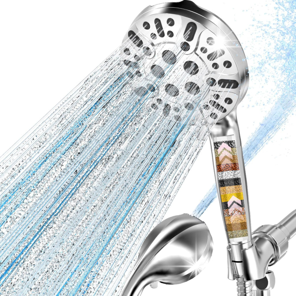 Filtered Shower Head with Handheld, High Pressure 9 Settings Shower Filter Head for Hard Water, Built-in Power