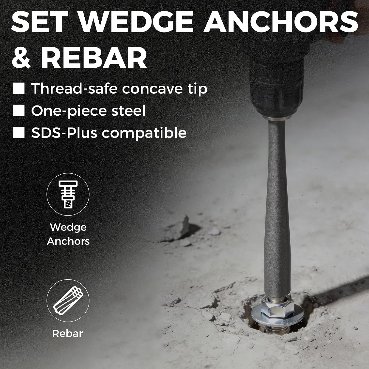 SDS Plus Anchor Setting Tool – Hammer Drill Attachment for Installing Wedge Anchors