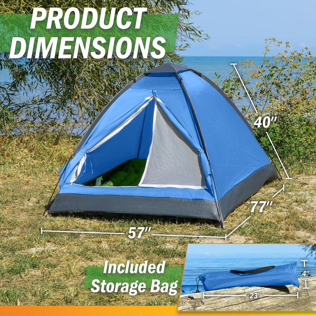 2 Person Camping Tent with Rain Fly and Carrying Bag – Lightweight Outdoor Pop Up Tents for Camping Essentials, Music